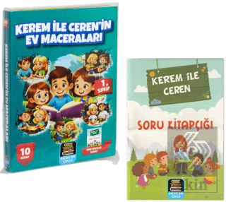 1. Sınıf Okuma Seti Kerem İle Ceren Ev Maceraları 10 Kitap + Soru Kita