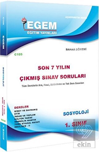 1. Sınıf Sosyoloji (Bahar Dönemi) Çıkmış Sınav Sor