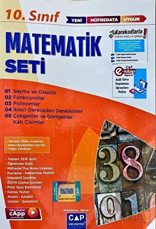 10. Sınıf Anadolu Lisesi Matematik Seti Çap Yayınl