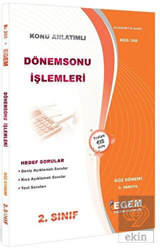 2. Sınıf 3. Yarıyıl Dönemsonu İşlemleri Konu Anlat