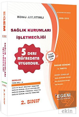 2. Sınıf 4. Yarıyıl Konu Anlatımlı Sağlık Kurumlar