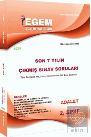 2.Sınıf Adalet Son 6 Yılın Çıkmış Sınav Soruları