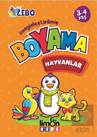 Limon Kids 3 4 Yaş Zenginleştirilmiş Boyama Hayvan