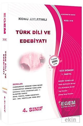 4. Sınıf 7. Yarıyıl Türk Dili ve Edebiyatı Konu An