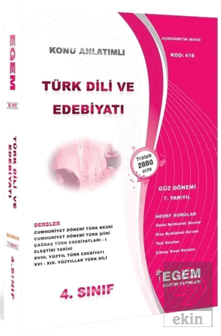 4. Sınıf 7. Yarıyıl Türk Dili ve Edebiyatı Konu An