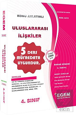 4. Sınıf Uluslararası İlişkiler Konu Anlatımlı Sor