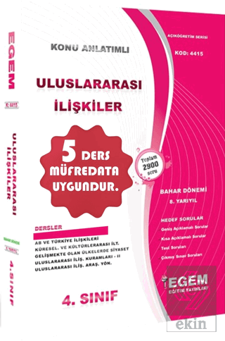 4. Sınıf Uluslararası İlişkiler Konu Anlatımlı Sor