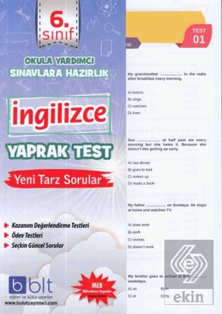 6. Sınıf İngilizce Yaprak Test