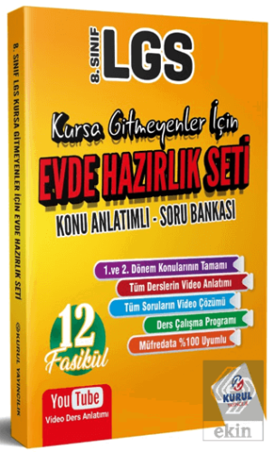 8. Sınıf LGS Kursa Gitmeyenler İçin Evde Hazırlık Seti Konu Anlatımlı 