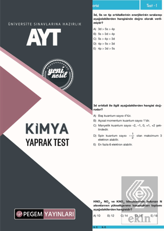 AYT Kimya Yaprak Test