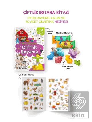 Çiftlik Boyama Kitabı - Oyun Hamuru, Oyuncak ve Çıkartma Hediyeli