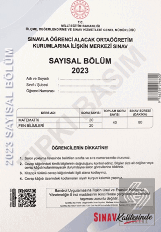 Sınav Kalitesinde 8. Sınıf LGS 2023 Tıpkı Basım Çıkmış Sorular ve Çözü