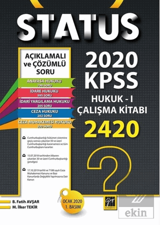 Status 2020 Kpss Hukuk - 1 Çalışma Kitabı