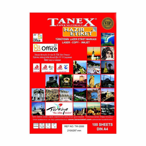 TANEX TW-2000 210x297 mm LASER ETİKET 100 AD.