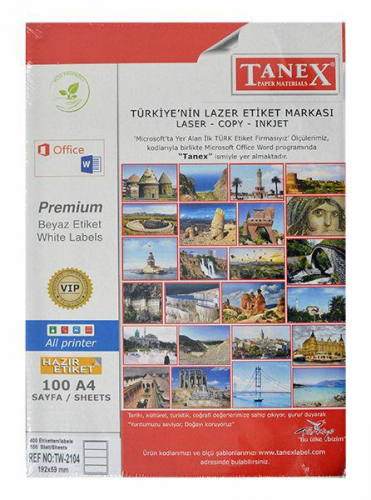 TANEX TW-2104 192x59 mm LASER ETİKET 100 AD.