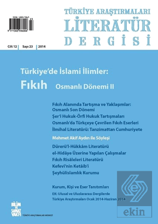 Türkiye Araştırmaları Literatür Dergisi Cilt 12 Sa