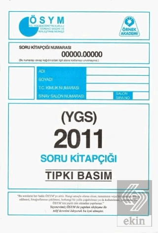 YGS 2011 Soru Kitapçığı (Tıpkı Basım)